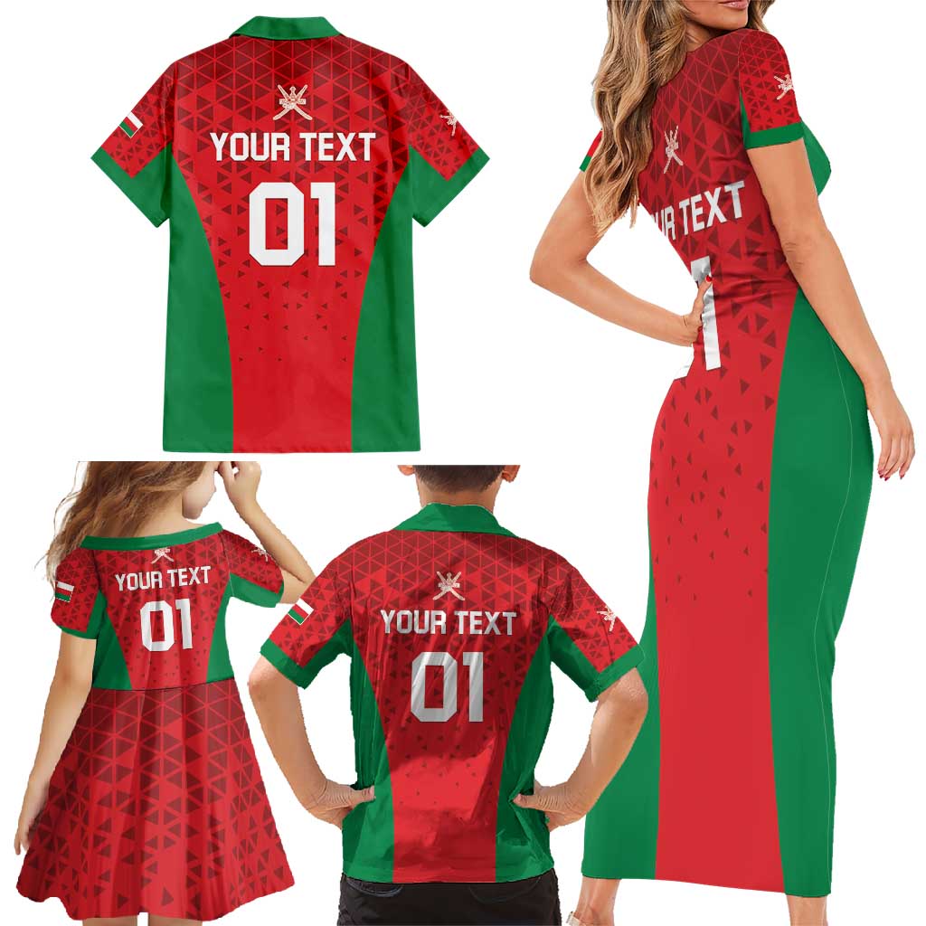 Custom Oman Cricket Family Matching Short Sleeve Bodycon Dress and Hawaiian Shirt Team Oman Come On - Wonder Print Shop