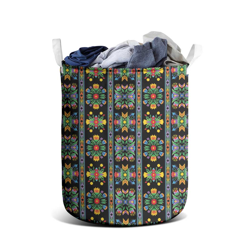 Regalia Stripe Floral Pattern Laundry Basket Colorful Attractive - Wonder Print Shop