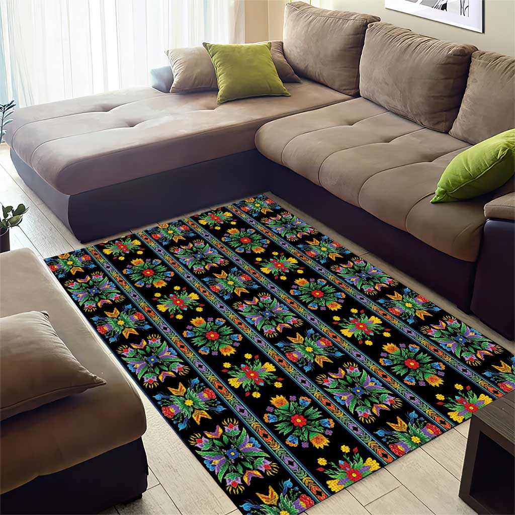 Regalia Stripe Floral Pattern Area Rug Colorful Attractive - Wonder Print Shop