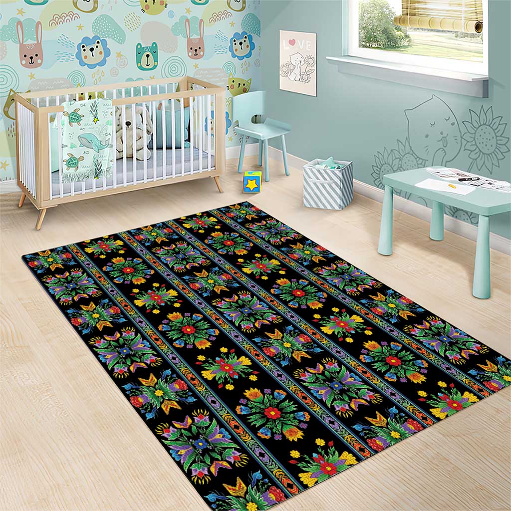 Regalia Stripe Floral Pattern Area Rug Colorful Attractive - Wonder Print Shop