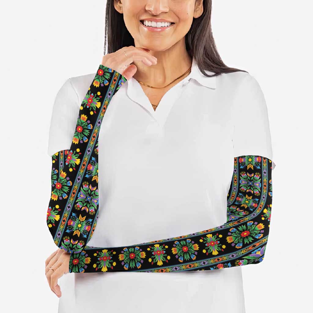 Regalia Stripe Floral Pattern Arm Sleeves Colorful Attractive - Wonder Print Shop