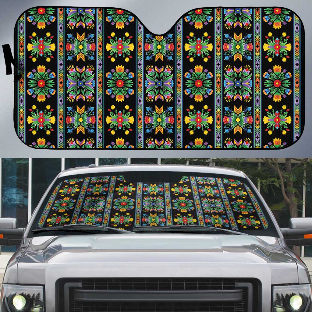 Regalia Stripe Floral Pattern Auto Sun Shade Colorful Attractive - Wonder Print Shop