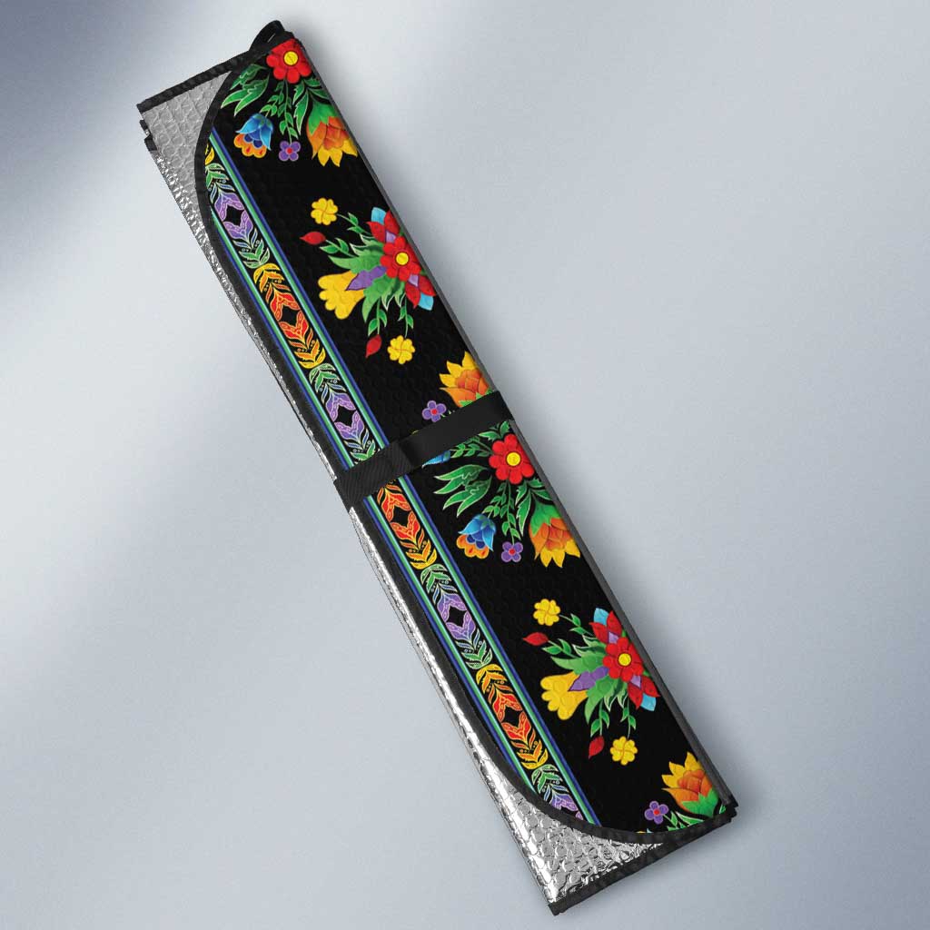 Regalia Stripe Floral Pattern Auto Sun Shade Colorful Attractive - Wonder Print Shop