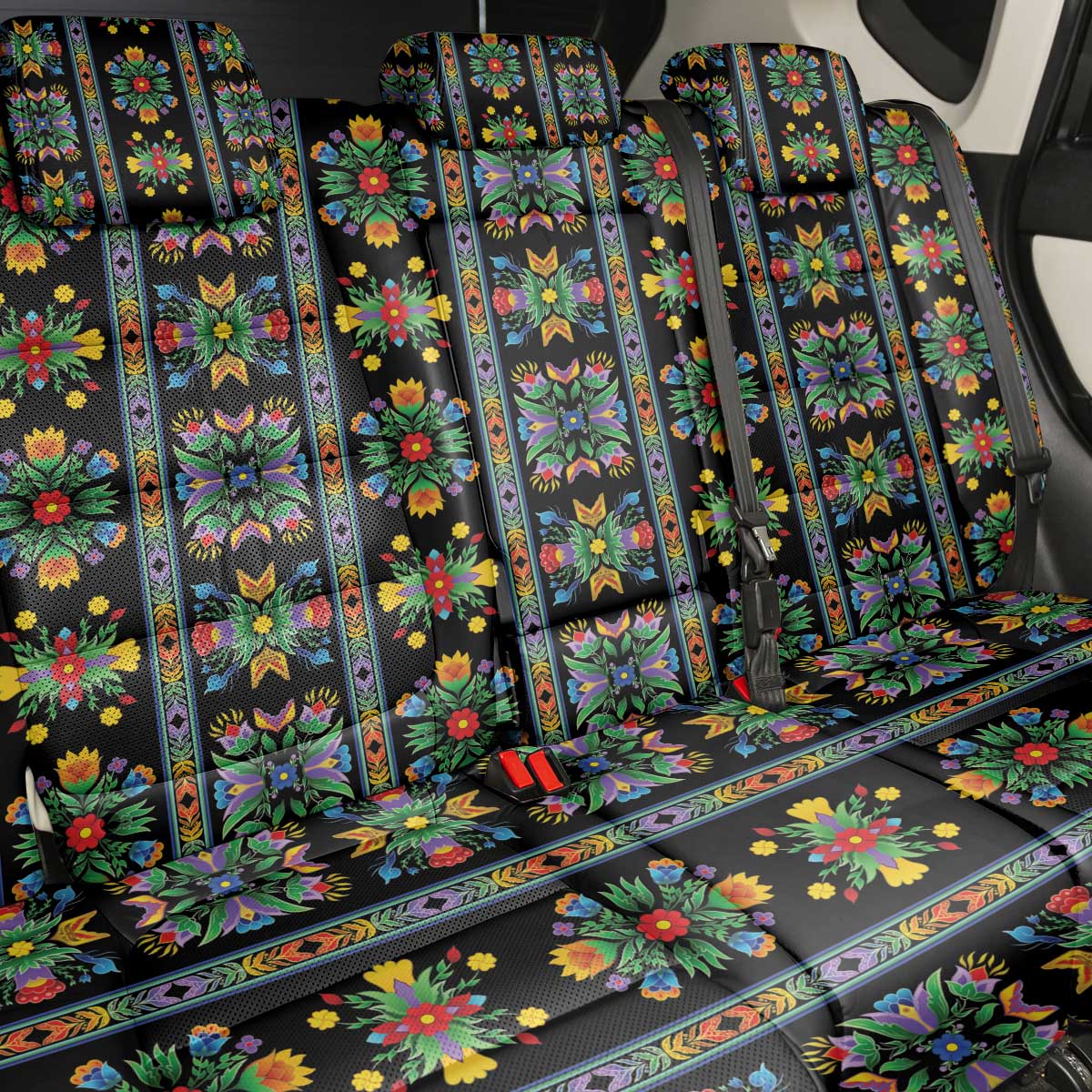 Regalia Stripe Floral Pattern Back Car Seat Cover Colorful Attractive - Wonder Print Shop