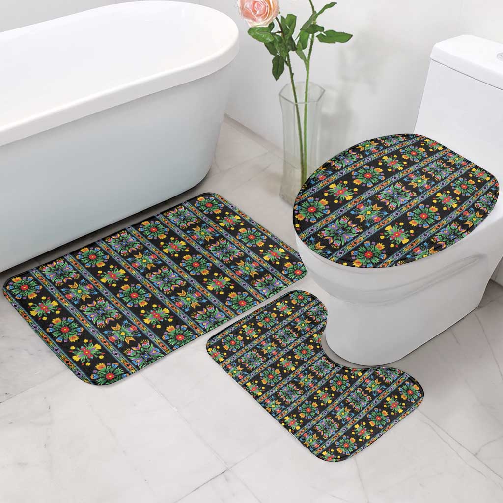 Regalia Stripe Floral Pattern Bathroom Set Colorful Attractive - Wonder Print Shop