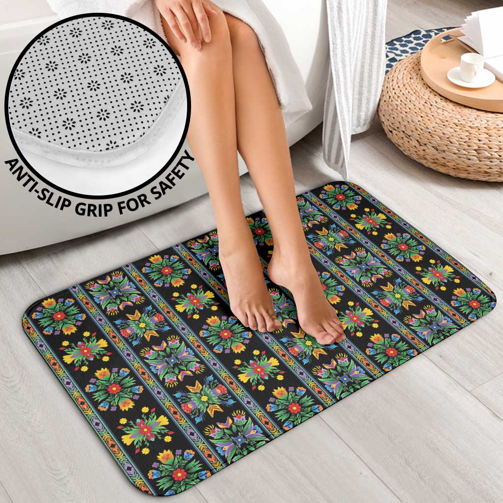 Regalia Stripe Floral Pattern Bathroom Set Colorful Attractive - Wonder Print Shop