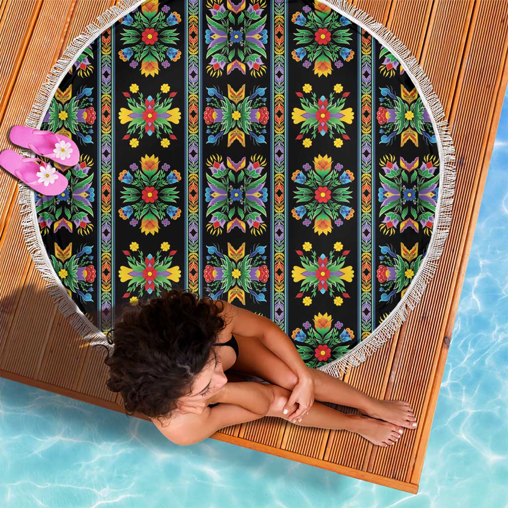 Regalia Stripe Floral Pattern Beach Blanket Colorful Attractive - Wonder Print Shop