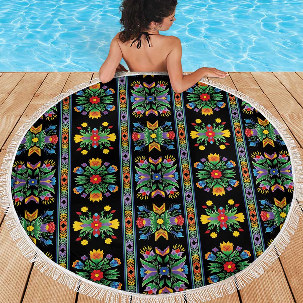 Regalia Stripe Floral Pattern Beach Blanket Colorful Attractive - Wonder Print Shop