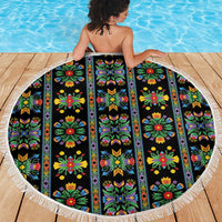 Regalia Stripe Floral Pattern Beach Blanket Colorful Attractive - Wonder Print Shop