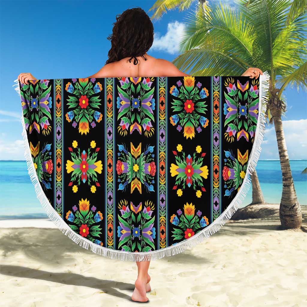 Regalia Stripe Floral Pattern Beach Blanket Colorful Attractive - Wonder Print Shop