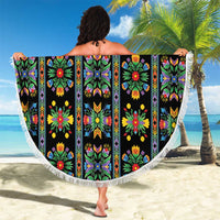 Regalia Stripe Floral Pattern Beach Blanket Colorful Attractive - Wonder Print Shop