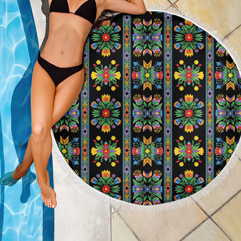 Regalia Stripe Floral Pattern Beach Blanket Colorful Attractive - Wonder Print Shop