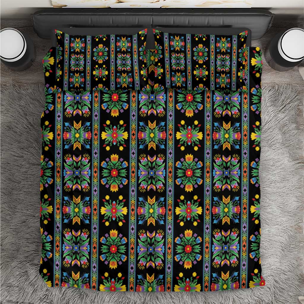 Regalia Stripe Floral Pattern Bedding Set Colorful Attractive - Wonder Print Shop