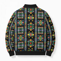 Regalia Stripe Floral Pattern Bomber Puffer Jacket Colorful Attractive - Wonder Print Shop