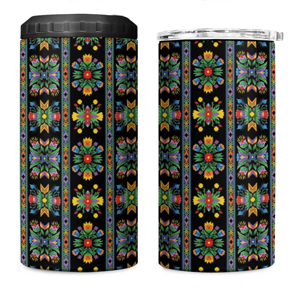 Regalia Stripe Floral Pattern 4 in 1 Can Cooler Tumbler Colorful Attractive - Wonder Print Shop