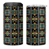 Regalia Stripe Floral Pattern 4 in 1 Can Cooler Tumbler Colorful Attractive - Wonder Print Shop