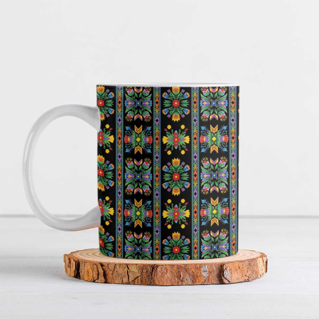 Regalia Stripe Floral Pattern Ceramic Mug Colorful Attractive - Wonder Print Shop