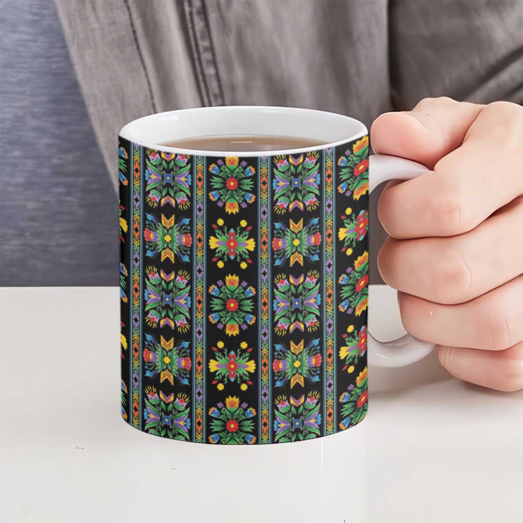 Regalia Stripe Floral Pattern Ceramic Mug Colorful Attractive - Wonder Print Shop