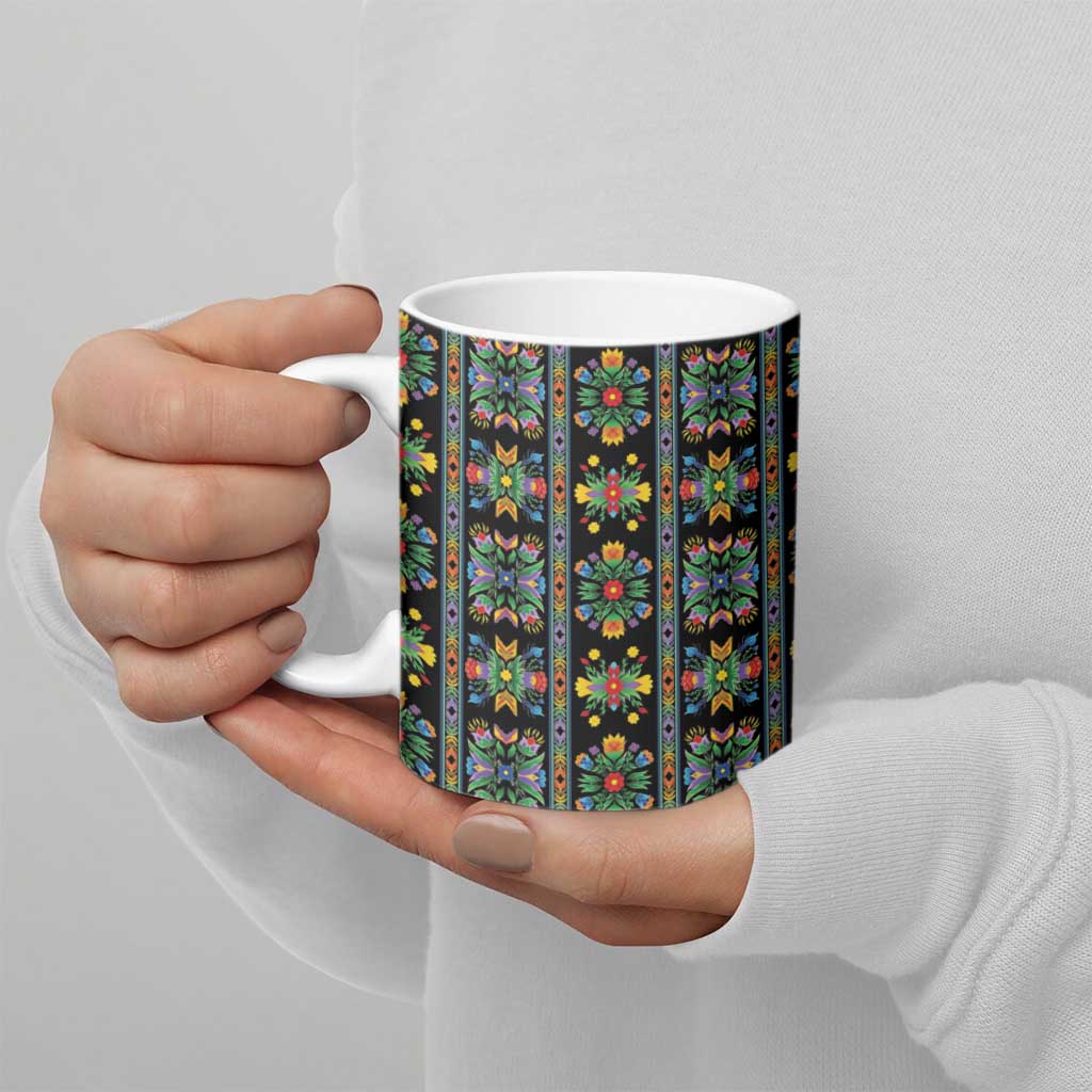 Regalia Stripe Floral Pattern Ceramic Mug Colorful Attractive - Wonder Print Shop