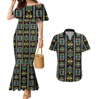 Regalia Stripe Floral Pattern Couples Matching Mermaid Dress and Hawaiian Shirt Colorful Attractive - Wonder Print Shop