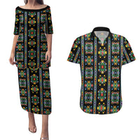 Regalia Stripe Floral Pattern Couples Matching Puletasi and Hawaiian Shirt Colorful Attractive - Wonder Print Shop