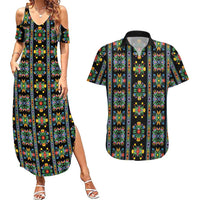 Regalia Stripe Floral Pattern Couples Matching Summer Maxi Dress and Hawaiian Shirt Colorful Attractive - Wonder Print Shop