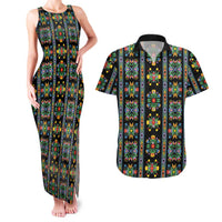 Regalia Stripe Floral Pattern Couples Matching Tank Maxi Dress and Hawaiian Shirt Colorful Attractive - Wonder Print Shop