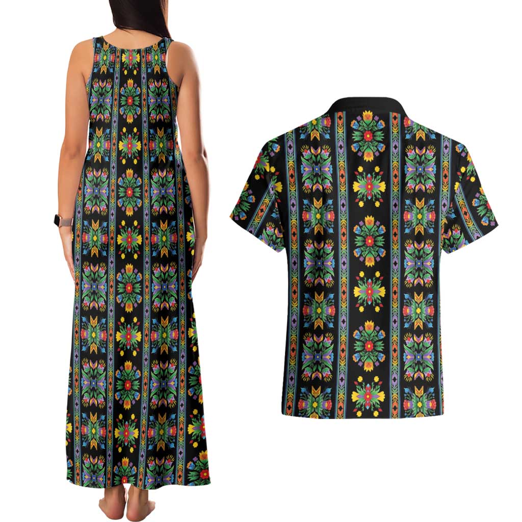 Regalia Stripe Floral Pattern Couples Matching Tank Maxi Dress and Hawaiian Shirt Colorful Attractive - Wonder Print Shop