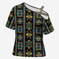 Regalia Stripe Floral Pattern Cross Shoulder Shirt Colorful Attractive - Wonder Print Shop