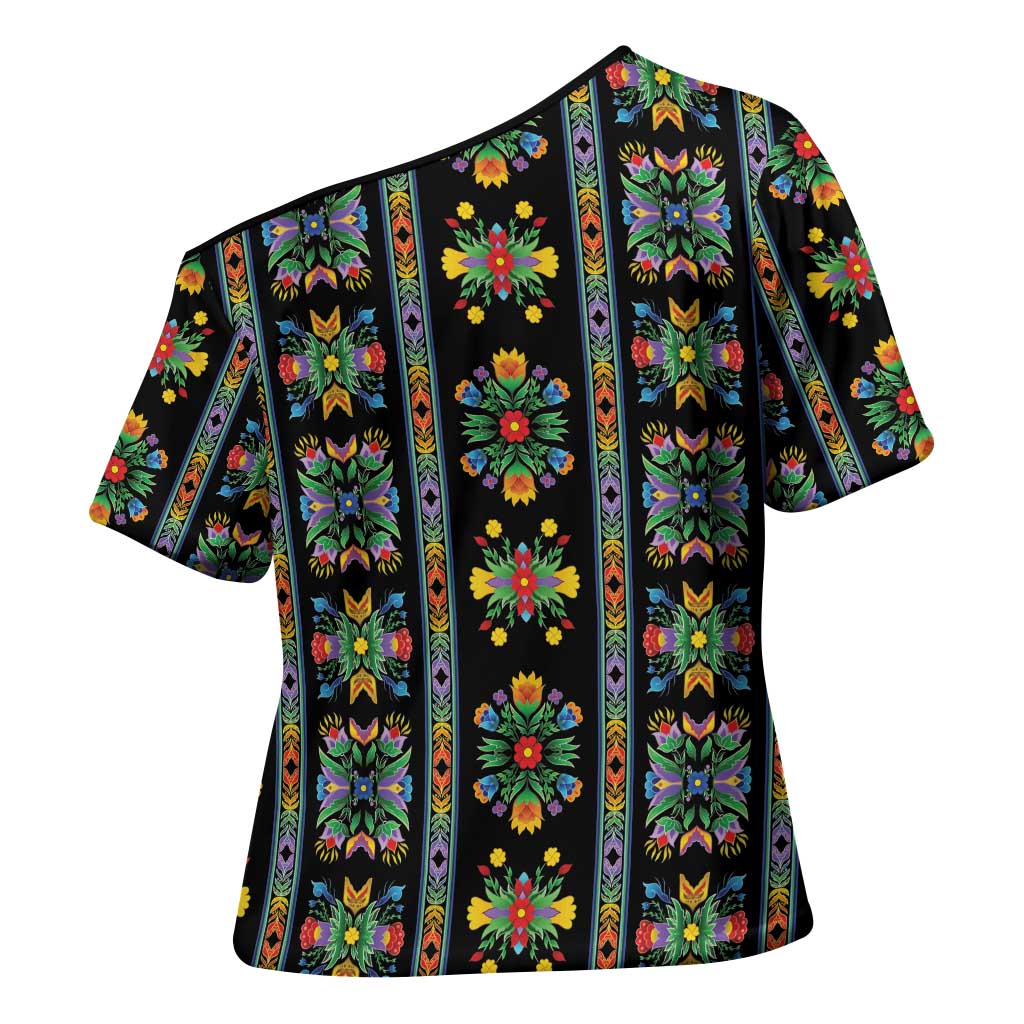 Regalia Stripe Floral Pattern Cross Shoulder Shirt Colorful Attractive - Wonder Print Shop