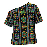 Regalia Stripe Floral Pattern Cross Shoulder Shirt Colorful Attractive - Wonder Print Shop
