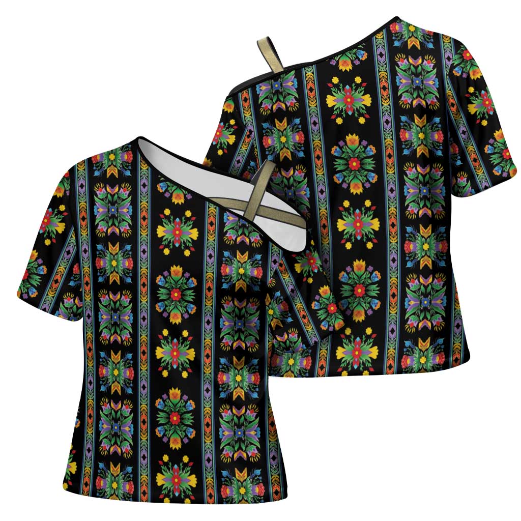 Regalia Stripe Floral Pattern Cross Shoulder Shirt Colorful Attractive - Wonder Print Shop