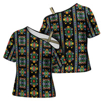 Regalia Stripe Floral Pattern Cross Shoulder Shirt Colorful Attractive - Wonder Print Shop