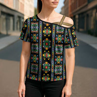 Regalia Stripe Floral Pattern Cross Shoulder Shirt Colorful Attractive - Wonder Print Shop
