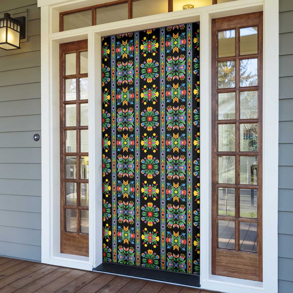 Regalia Stripe Floral Pattern Door Cover Colorful Attractive - Wonder Print Shop