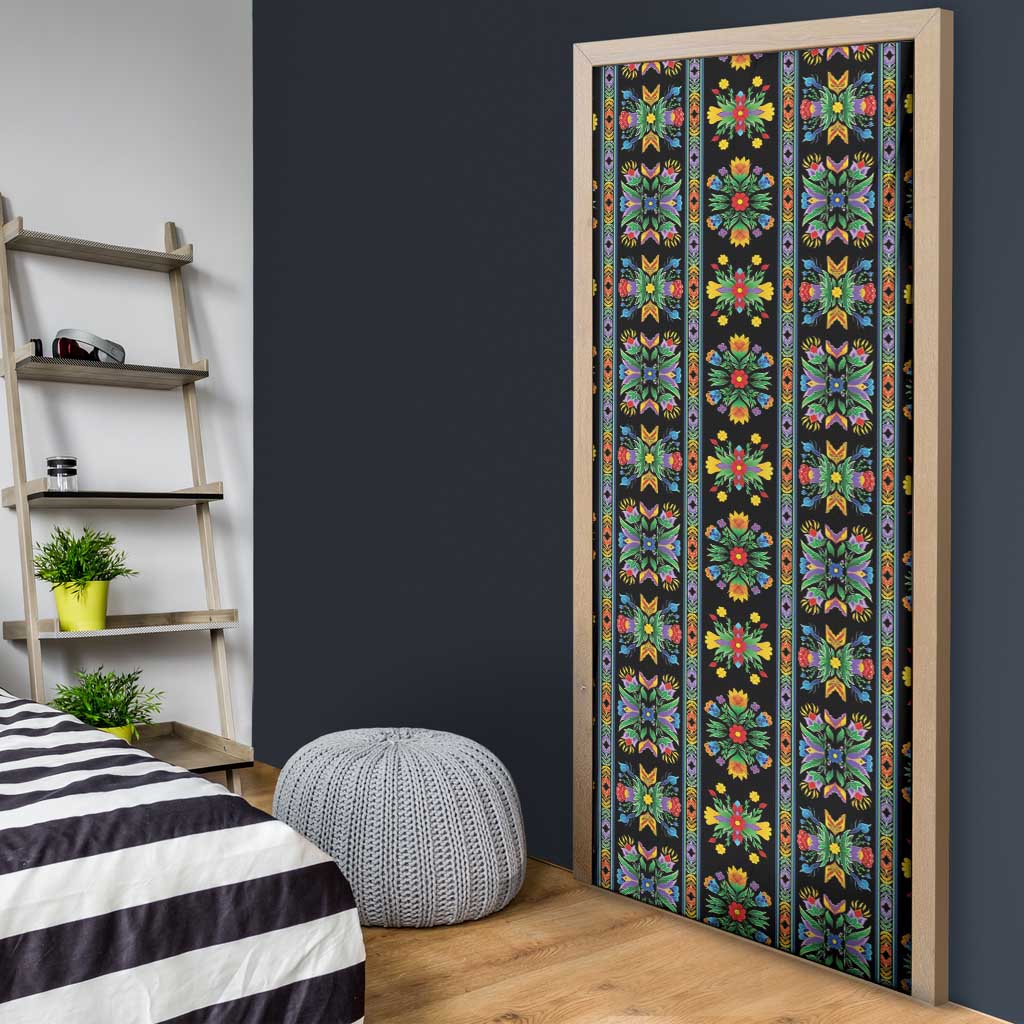 Regalia Stripe Floral Pattern Door Cover Colorful Attractive - Wonder Print Shop