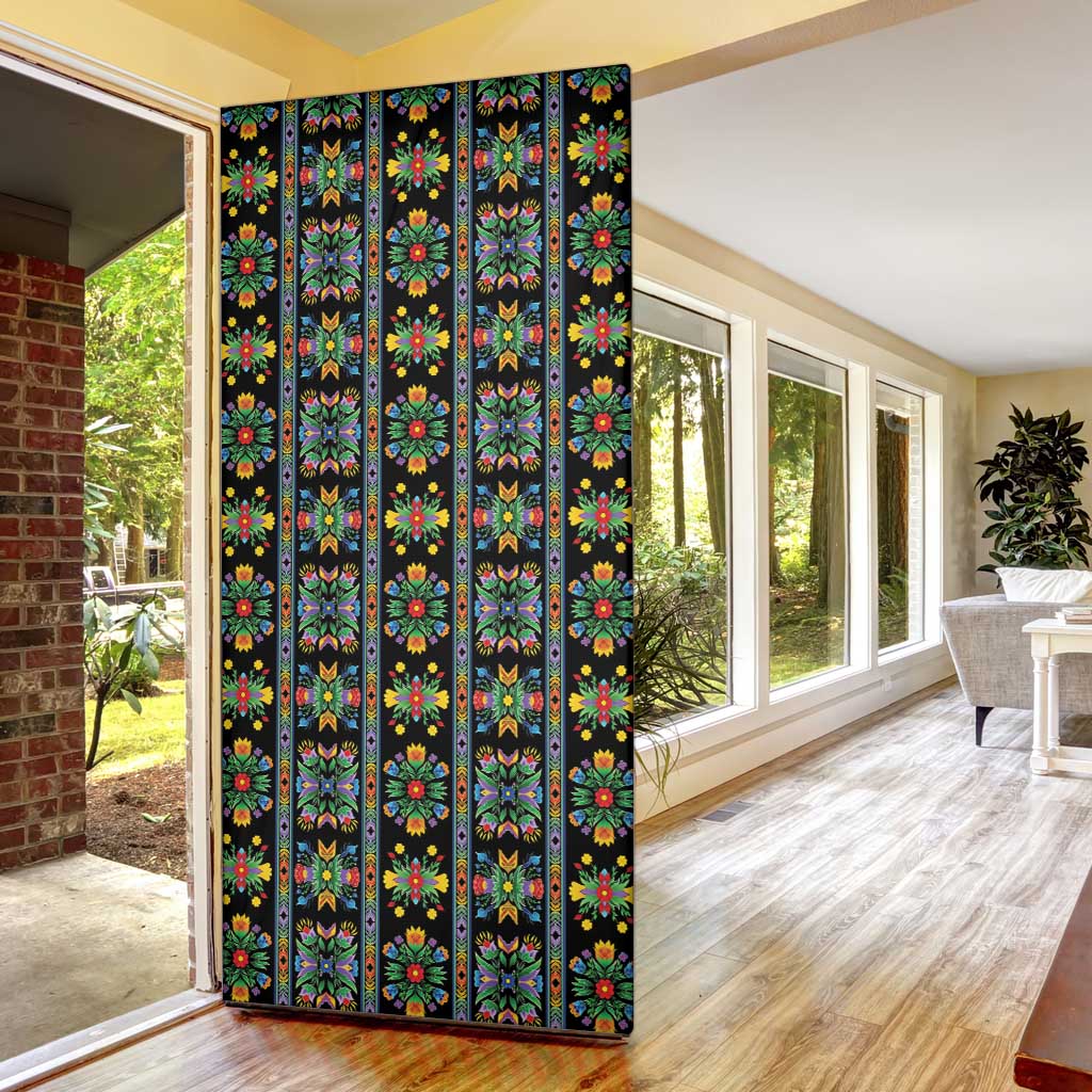 Regalia Stripe Floral Pattern Door Cover Colorful Attractive - Wonder Print Shop