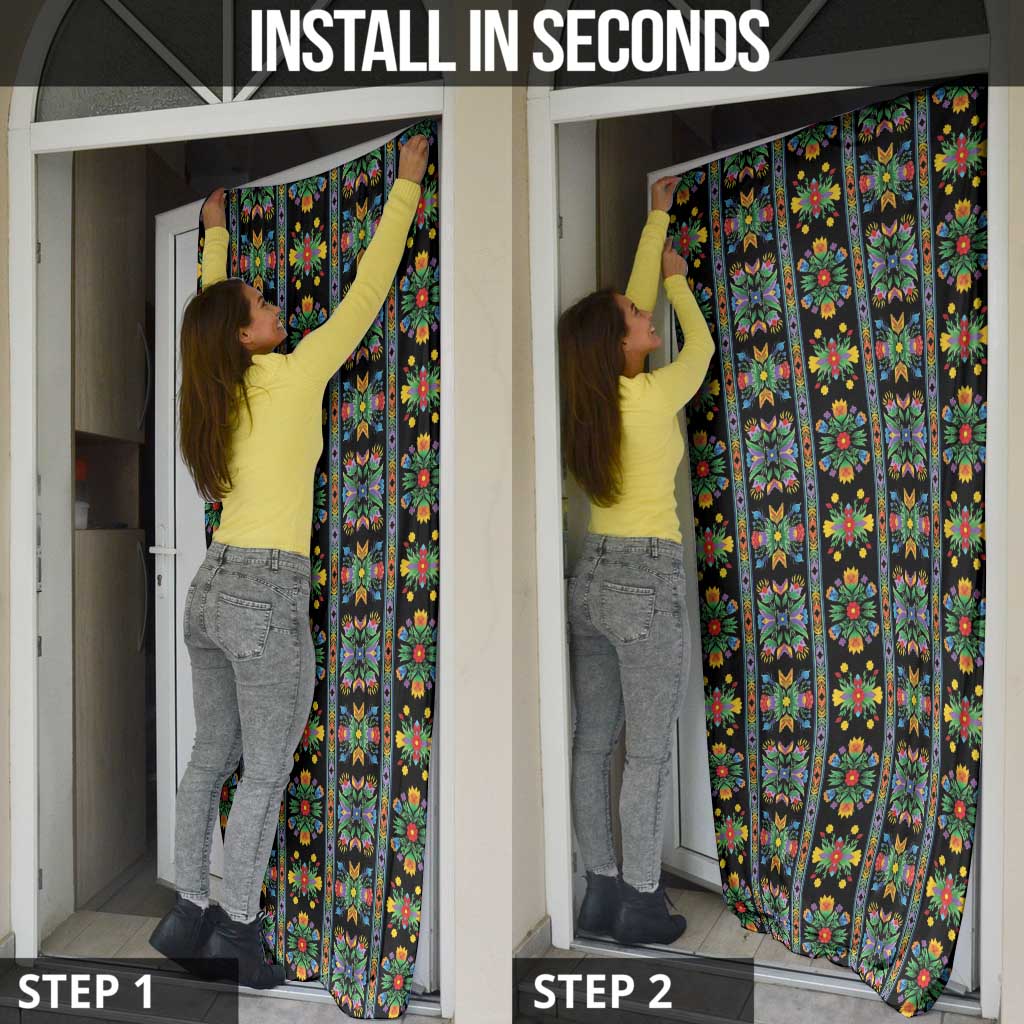Regalia Stripe Floral Pattern Door Cover Colorful Attractive - Wonder Print Shop