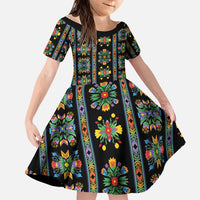 Regalia Stripe Floral Pattern Family Matching Long Sleeve Bodycon Dress and Hawaiian Shirt Colorful Attractive - Wonder Print Shop