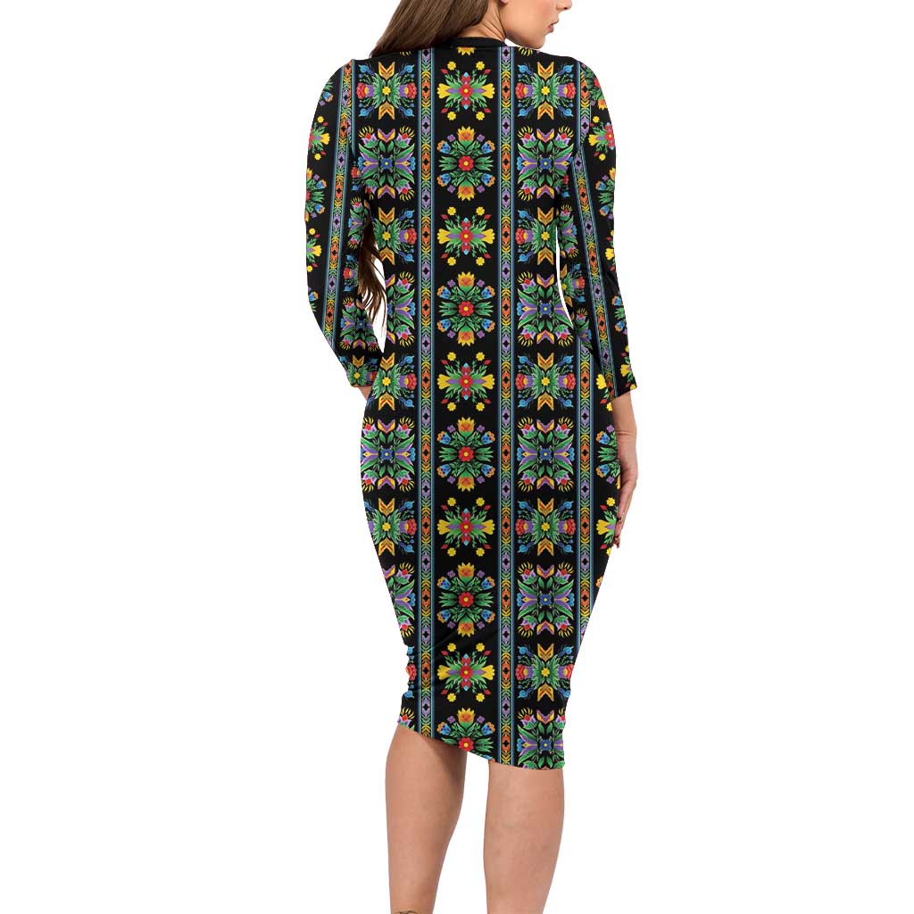 Regalia Stripe Floral Pattern Family Matching Long Sleeve Bodycon Dress and Hawaiian Shirt Colorful Attractive - Wonder Print Shop