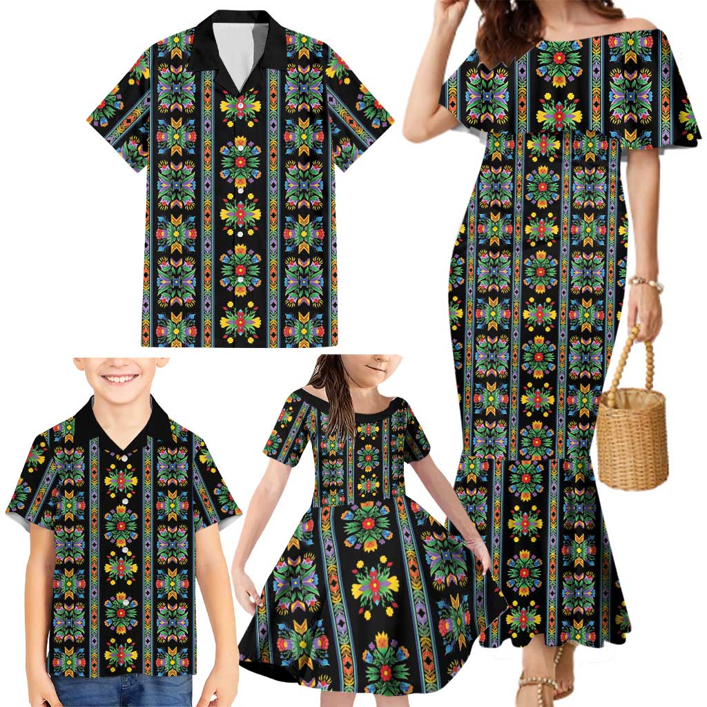 Regalia Stripe Floral Pattern Family Matching Mermaid Dress and Hawaiian Shirt Colorful Attractive - Wonder Print Shop