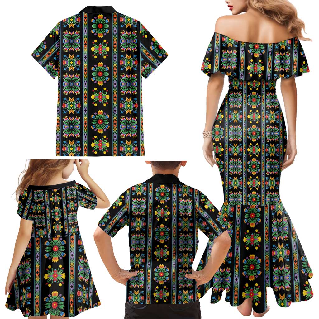 Regalia Stripe Floral Pattern Family Matching Mermaid Dress and Hawaiian Shirt Colorful Attractive - Wonder Print Shop
