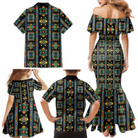Regalia Stripe Floral Pattern Family Matching Mermaid Dress and Hawaiian Shirt Colorful Attractive - Wonder Print Shop