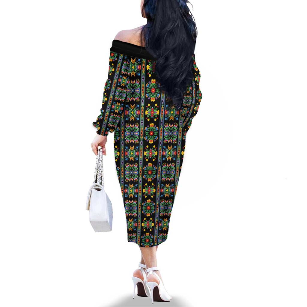 Regalia Stripe Floral Pattern Family Matching Off The Shoulder Long Sleeve Dress and Hawaiian Shirt Colorful Attractive - Wonder Print Shop