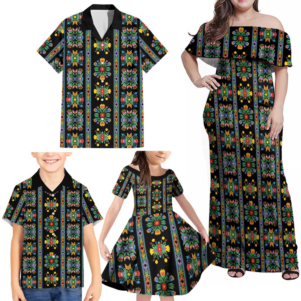 Regalia Stripe Floral Pattern Family Matching Off Shoulder Maxi Dress and Hawaiian Shirt Colorful Attractive - Wonder Print Shop