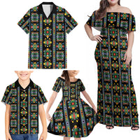 Regalia Stripe Floral Pattern Family Matching Off Shoulder Maxi Dress and Hawaiian Shirt Colorful Attractive - Wonder Print Shop