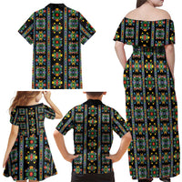 Regalia Stripe Floral Pattern Family Matching Off Shoulder Maxi Dress and Hawaiian Shirt Colorful Attractive - Wonder Print Shop