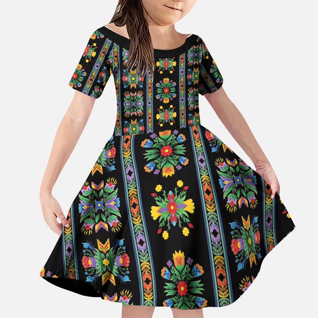 Regalia Stripe Floral Pattern Family Matching Off Shoulder Short Dress and Hawaiian Shirt Colorful Attractive - Wonder Print Shop