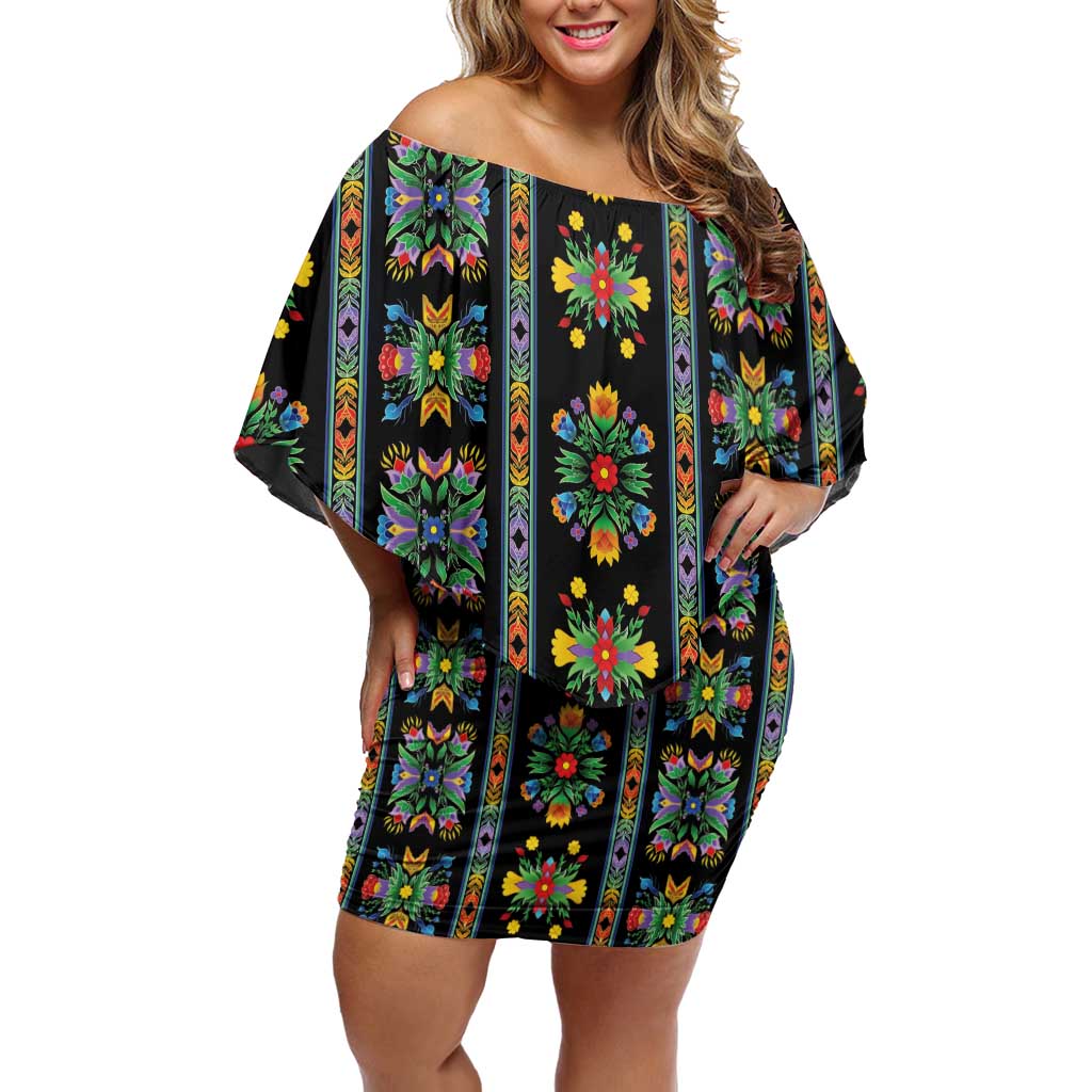 Regalia Stripe Floral Pattern Family Matching Off Shoulder Short Dress and Hawaiian Shirt Colorful Attractive - Wonder Print Shop