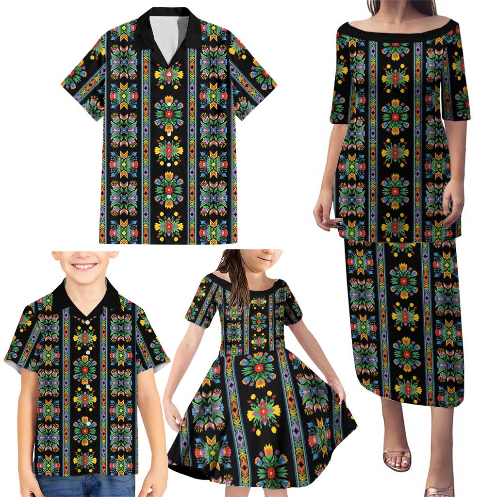 Regalia Stripe Floral Pattern Family Matching Puletasi and Hawaiian Shirt Colorful Attractive - Wonder Print Shop